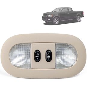 Overhead Console with LED Dome Map Light & Sunroof Switch Fit for Ford F150 2004-2008 For Lincoln Mark LT 06-08 Cab Interior Ceiling Roof Reading Lamp Replace# 7L3Z-18519A70-BA 7L3Z-18519A70-BC, Beige