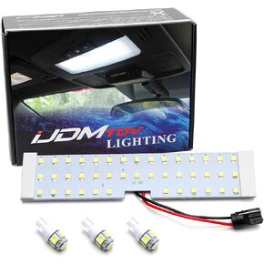 ijdmtoy 4pcs 57-diode تناسب حزمة مصباح LED كاملة متوافقة مع 2010-2015 شيفروليه كامارو الخريطة الداخلية ضوء القبة ، ضوء منطقة الجذع وأضواء لوحة الترخيص ، زينون وايت