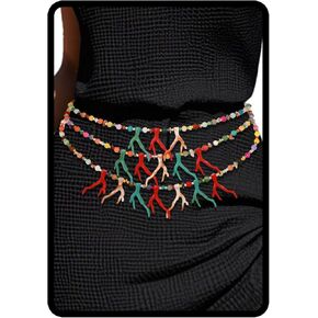 ELABEST Coralline Belly Chain Layered Colorful Beads Waist Chain Mermaid Beach Stomach Jewelry Chains for Women