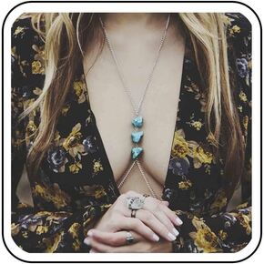 Boho turquoise bra slave chain Silver Bikini Bra Chain Sexy Harness Bra Necklace Summer Beach Body Chain Jewelry for Women