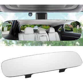 LivTee Panoramic Rear View Mirror 11.81''(300mm), Wide Angle Convex Curve Frameless Interior Clip-on Rearview Mirror to Eliminate Blind Spot for Cars, SUVs, Trucks