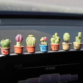Mini Plants Car Dashboard Decorations, Cactus Ornament 7Pcs Car Plant Decor for Home Desk Miniature Cacti Figurines for Car Interior Accessories