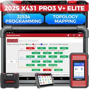 LAUNCH X431 PRO3 V+ Elite, 2025 SmartlinkC 2.0 Bidirectional Scan Tool with J2534, HD Trucks Scan, 10.1 inch, Topology Map, 60+Service, Online Coding Scanner, CANFD/DoIP/D-PDU, FCA, 2 Yrs Update