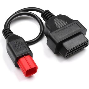 Euro5 Adapter 6 Pin Motorrad Bike Diagnose OBD Motorcycle 6pin to OBD2 Some K-Line and CAN-BusKTM Moto Guzzi Piaggio Vespa ECU Adaptor Plug Cable V85TT ISO 19689(Black red，Upgraded Version)