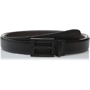 Perry Ellis Portfolio Men’s Reversible Cop Belt, Matte Leather, Burnished, Black Buckle, 1.5" Width (Available in Big & Tall)