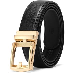 GAEKEAO Ratchet Belt for Men， Mens Dress Belt 1 3/8" Leather Automatic Adjustable Click Buckle Belts