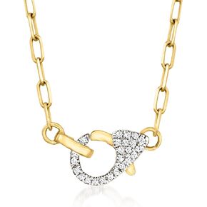 Ross-Simons 0.25 CT. T.W. تم إهداء قلادة رابط ورق مقطع من الذهب الأصفر 14 كيلو بايت