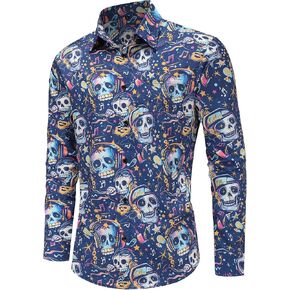 Funny Men’s Novelty Long Sleeve Button Down Shirts for Parties and Fun Occasions
