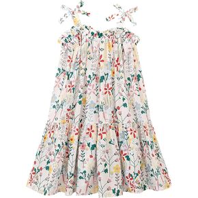 Hileelang Little Girls Hawaii Dress Slipess Slip Easter Summer Cotton Disual Swing Twirly Beach Sundress