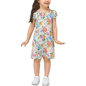 Girls' Dresses Slim Fit Ruffle Short Sleeves Girls Summer Dress, Viscose Made from Bamboo,
