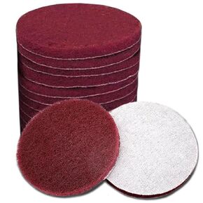 7-Inch Flocking Scuff Pads Sander Disc,10Pack Red 400# Medium Polishing Discs Dia φ7/180mm Magic Tape Polishing Scrub Pad for Rust Removal 7" Scrubber Scouring Pads