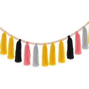 قلم رصاص قطن الزرقاء Garland Classroom Return to School Banner Penner Banner مع حبات الخشب ملونة تاسيل إكليل لديكور الاحتفال بأجواء الفصول الدراسية ، 5 أقدام