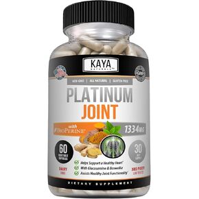 Kaya Naturals Platinum - Nature Made Bioperine ، glucosamine ، الكركم مع البوسويليا ، خصائص مضادة للأكسدة صحية ، الكركمين الكركم 1334mg - 60 كبسولة