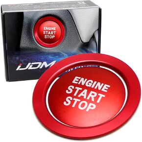 iJDMTOY Sports Red Anodized Aluminum Engine Start/Stop Push Start Button Decoration Cover & Ring Trims Compatible with Toyota Camry Tacoma Prius Avalon RAV4 Mirai Corolla, etc