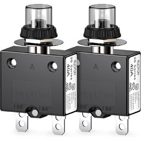 Thermal Circuit Breaker, DIYhz 40 Amp Push Button Manual Reset Circuit Breaker 32V DC 125/250VAC 50/60Hz with Quick Connect Terminals & Waterproof Button Transparent Cap 2Pcs in Saudi Arabia