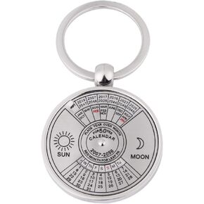 Antique 50 Years Perpetual Calendar Keychain Metal Key Ring Accessory 2010 To 2059 Silver