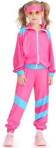 Bakugou Girls 80s Tracksuit Costume Set Colorblock 2 قطعة من Windbreaker Suit Kids Hip Hop Dance Tracksuit Suit Retro Shell in Kuwait