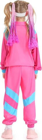 Bakugou Girls 80s Tracksuit Costume Set Colorblock 2 قطعة من Windbreaker Suit Kids Hip Hop Dance Tracksuit Suit Retro Shell in Kuwait