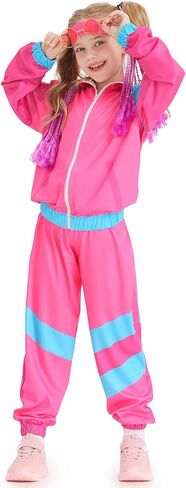 Bakugou Girls 80s Tracksuit Costume Set Colorblock 2 قطعة من Windbreaker Suit Kids Hip Hop Dance Tracksuit Suit Retro Shell in Kuwait