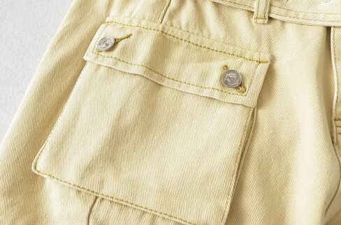 Women's High-Waist Flap Pocket Y2k Skinny Denim Cargo Short Skirt with Belt in Kuwait