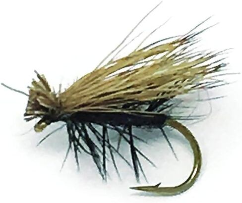 ذبابة صيد السمك من Creative Angler Elk Hair Caddis باللون الأسود. 1 دزينة من ذباب التراوت in Saudi Arabia