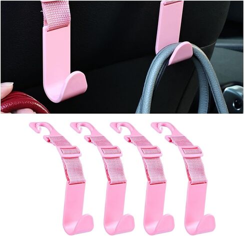 Mandark Adjustable Car Seat Headrest Hook, 4PCS 360 Degree Rotatable Vehicle Back Head Rest Hanger Holder for Purse Bags Coat, Auto Interior Organizer Hanging Accessories, Universal Fit (Black) in Saudi Arabia
