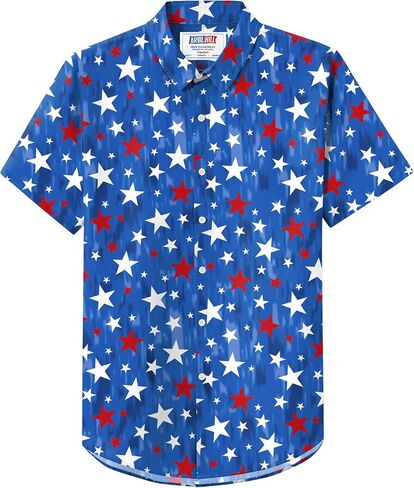 Arvilhill Men Men American Flag Button قميص 4 يوليو قمصان الأكمام القصيرة (S-3XL) in Saudi Arabia