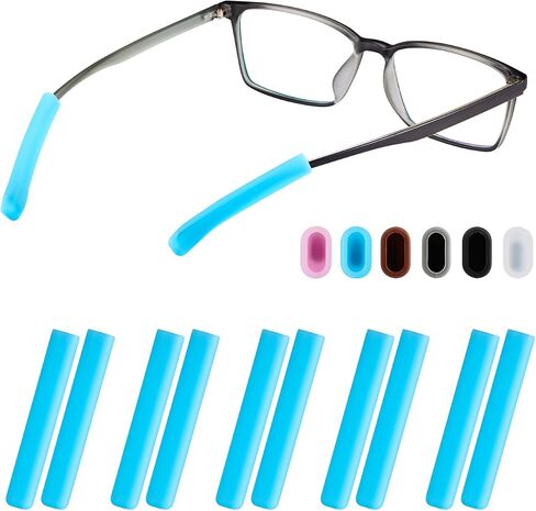 Glasses Ear Cushion, Non Slip Soft Silicone Eyeglass Ear Cushions, Anti-Slip Comfort Eyeglasses Temple Tips Sleeve Retainer, Comfort Eye Glass Ear Grips, Glasses Accessories (5 Blue Pairs) in Saudi Arabia