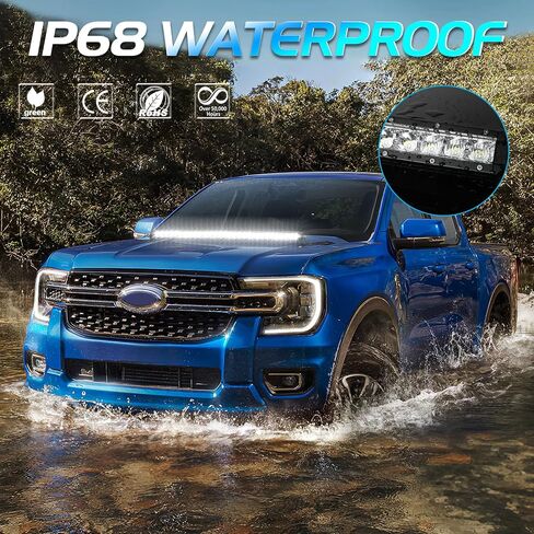 10 Inch Light Bar, Niwaker 50W Single Row LED Light Bar Spot Flood Combo Driving Lights Off Road Reverse Backup Lighting Bumper Lights Waterproof Fog Lamps Slim LED Bars for Truck Pickup ATV UTV Boat in Kuwait