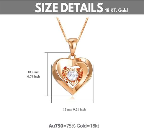 Sisgem 18k Gold Heart Pendant وقلادة سلسلة صناديق ذهبية 18KT ، مجوهرات رائعة للزوجة ، حاضرة للأم ، هدايا لها ، 18 بوصة in Kuwait