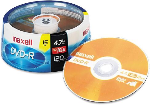 MAX638004 - أقراص ماكسيل DVD-R | كتابة DVD-R مرة واحدة لتخزين الفيديو والبيانات، سعة 4.7 جيجابايت - عمر أرشيفي فائق، متوافق مع محرك أقراص DVD القياسي in Kuwait
