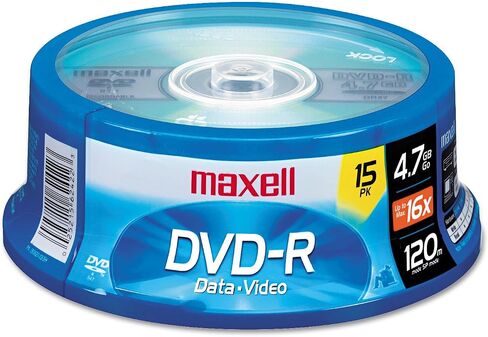 MAX638004 - أقراص ماكسيل DVD-R | كتابة DVD-R مرة واحدة لتخزين الفيديو والبيانات، سعة 4.7 جيجابايت - عمر أرشيفي فائق، متوافق مع محرك أقراص DVD القياسي in Kuwait