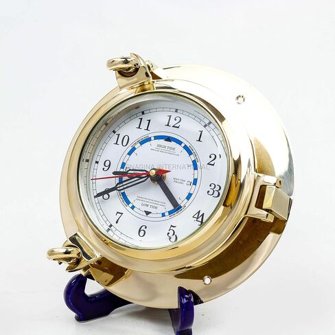 Nagina International Nautical Boat's Porthole Time & Tide Clock | Maritime Brass Ship's Decor (9 Inches) in Saudi Arabia