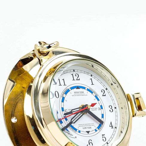 Nagina International Nautical Boat's Porthole Time & Tide Clock | Maritime Brass Ship's Decor (9 Inches) in Saudi Arabia