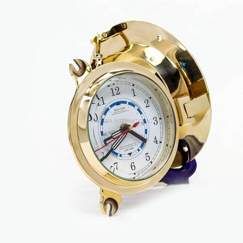 Nagina International Nautical Boat's Porthole Time & Tide Clock | Maritime Brass Ship's Decor (9 Inches) in Saudi Arabia