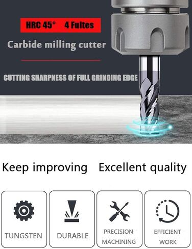 3/4"Carbide Square End Mill, HRC 45 Deg Single End 4 Flute AlTiN Coating Mill Bits in Saudi Arabia