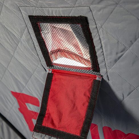 Eskimo Outbreak 850XD Pop-up Portable Insulated Ice Fishing Shelter, 114 sq ft. Fishable Area, 7-9 Person, Red/Black, 94" x 180" in Saudi Arabia