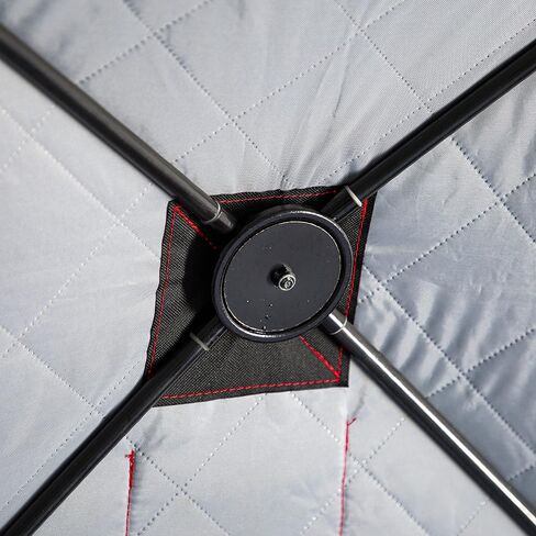 Eskimo Outbreak 850XD Pop-up Portable Insulated Ice Fishing Shelter, 114 sq ft. Fishable Area, 7-9 Person, Red/Black, 94" x 180" in Saudi Arabia