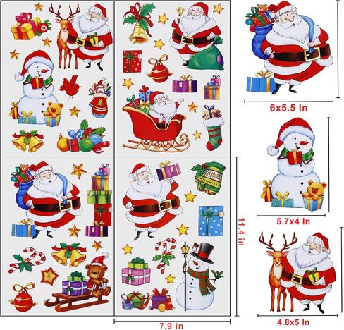 Christmas Window Clings Santa Claus Decorations, 46Pcs Large Size Christmas Window Stickers, Double-Side Removable Decals for Christmas Gifts and Décor in Saudi Arabia