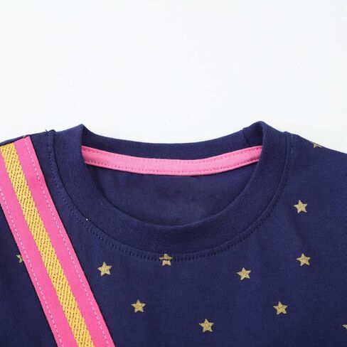 Hongshilian Little Girls Cotton Casual Dress Cartoon Appliques Jersey Summer Dresses Short Sleeved Clothing in Saudi Arabia