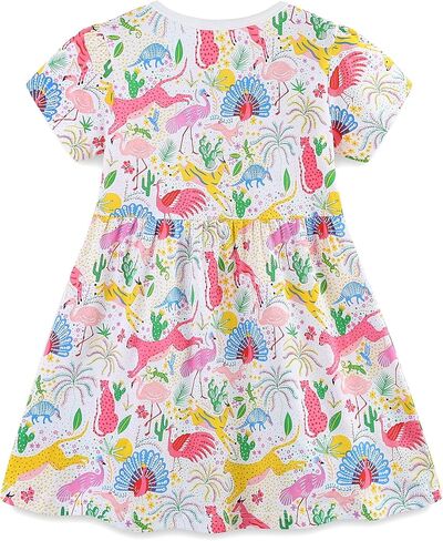 Hongshilian Little Girls Cotton Casual Dress Cartoon Appliques Jersey Summer Dresses Short Sleeved Clothing in Saudi Arabia