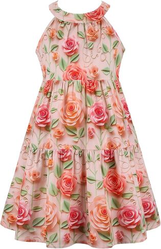 طفل فتيات الدانتيل الأزهار فستان الأميرة بلا أكمام شاطئ Sundress in Kuwait