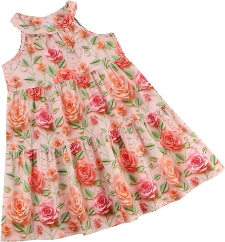 طفل فتيات الدانتيل الأزهار فستان الأميرة بلا أكمام شاطئ Sundress in Kuwait