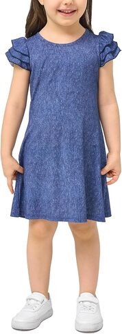 فساتين الفتيات النحيفات Fit Fit Shulk Sleeves Girls Summer Dress ، Viscose مصنوعة من الخيزران ، in Kuwait