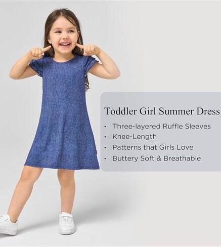 فساتين الفتيات النحيفات Fit Fit Shulk Sleeves Girls Summer Dress ، Viscose مصنوعة من الخيزران ، in Kuwait