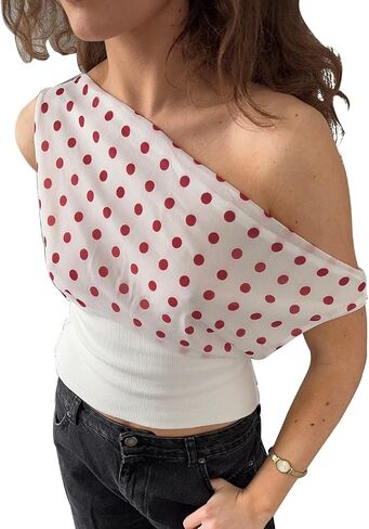 Y2k Polka Dot Tank Top for Women Spaghetti Strap V Neck Halter Crop Top Coquette Backless Cami Scarf Top in Saudi Arabia