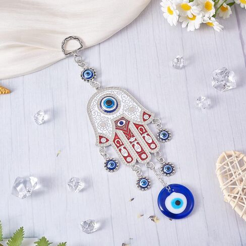 Evil Eye Amulet, Evil Eye Pendant Decoration, Handmade Turkish Evil Eye Ornament, Lucky Blue Evil Eye Hanging Ornament Amulet for Car, Home, Office for Blessing Gift (Enamel Palm) in Saudi Arabia