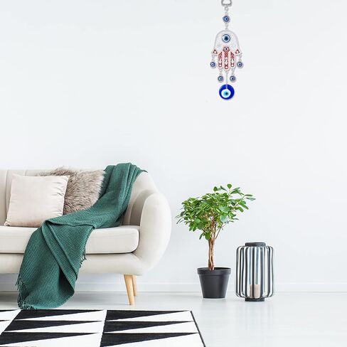 Evil Eye Amulet, Evil Eye Pendant Decoration, Handmade Turkish Evil Eye Ornament, Lucky Blue Evil Eye Hanging Ornament Amulet for Car, Home, Office for Blessing Gift (Enamel Palm) in Saudi Arabia