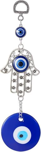 Evil Eye Amulet, Evil Eye Pendant Decoration, Handmade Turkish Evil Eye Ornament, Lucky Blue Evil Eye Hanging Ornament Amulet for Car, Home, Office for Blessing Gift (Enamel Palm) in Saudi Arabia