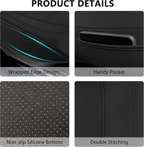 2 Pack Faux Leather Front Car Seat Covers Bottom Seat Cushion Covers, Anti-Slip Full Wrap Protection with Storage Pocket, Heavy Duty Universal Fit for Most Vehicles, Sedan, Truck, SUV in Kuwait